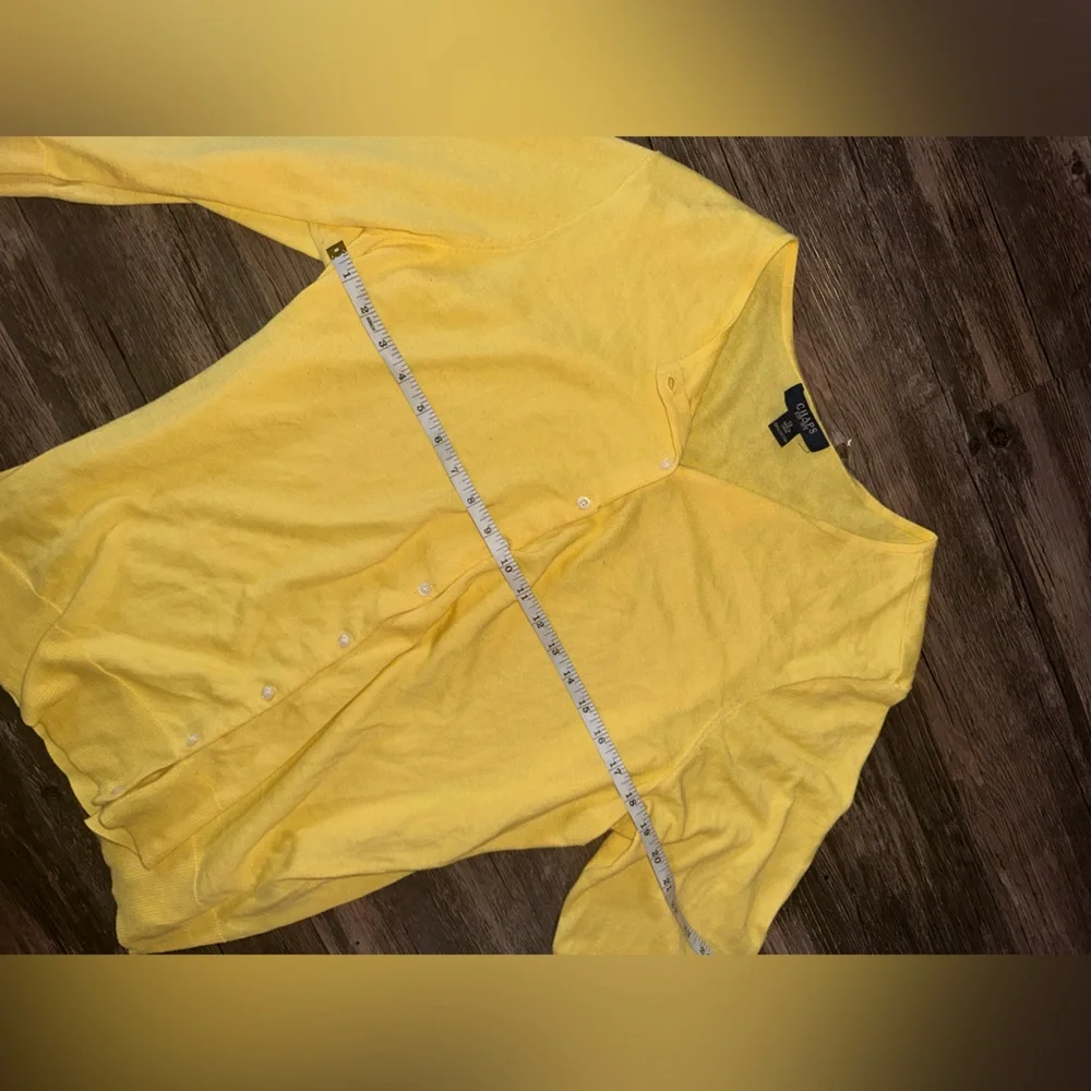 Chaps Yellow Button up Sweater size 1X 100% Cotton